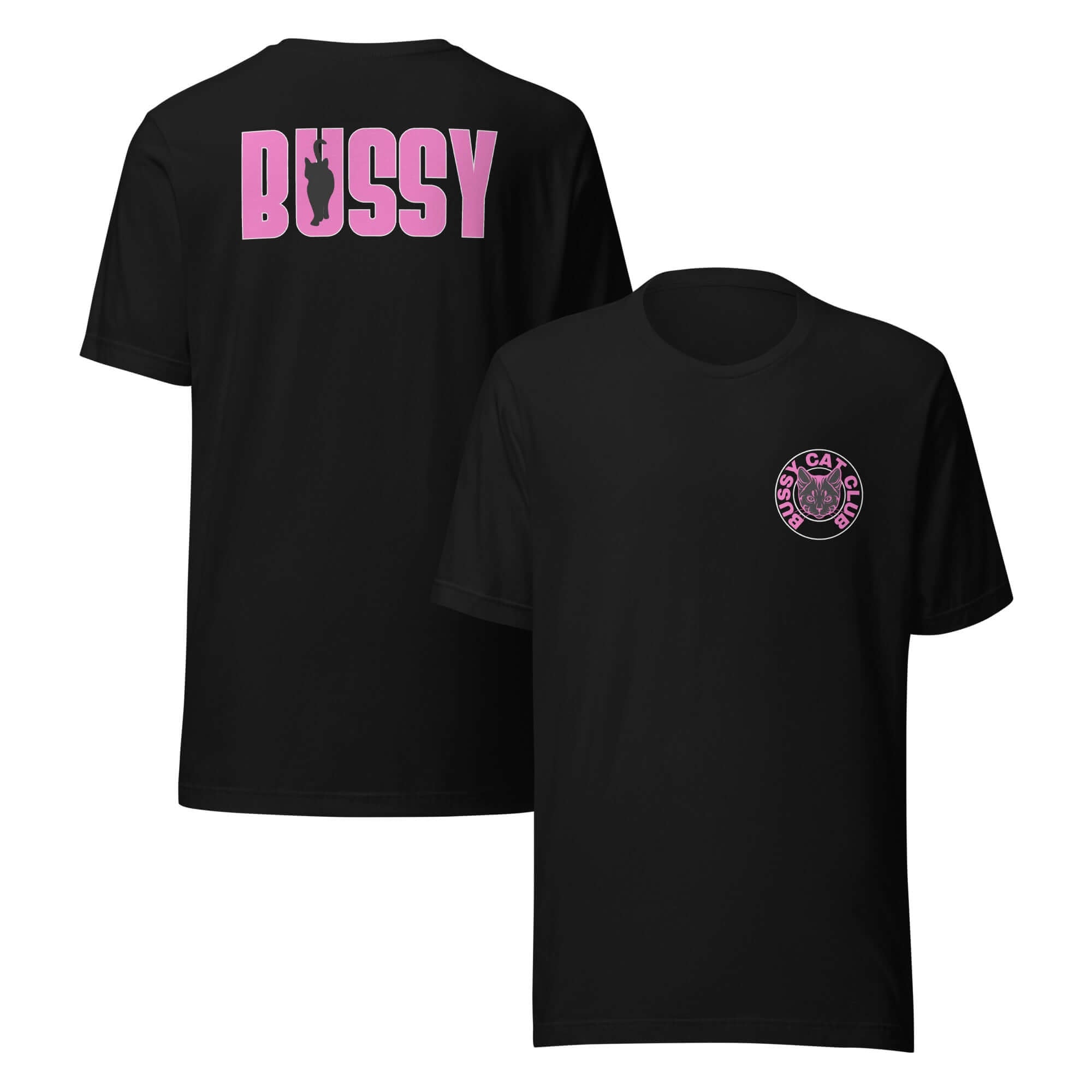 Bussy Cat Club Gay Pride Tboy Pride Black and Pink Relaxed Fit T-shirt Relaxed Fit T-Shirt
