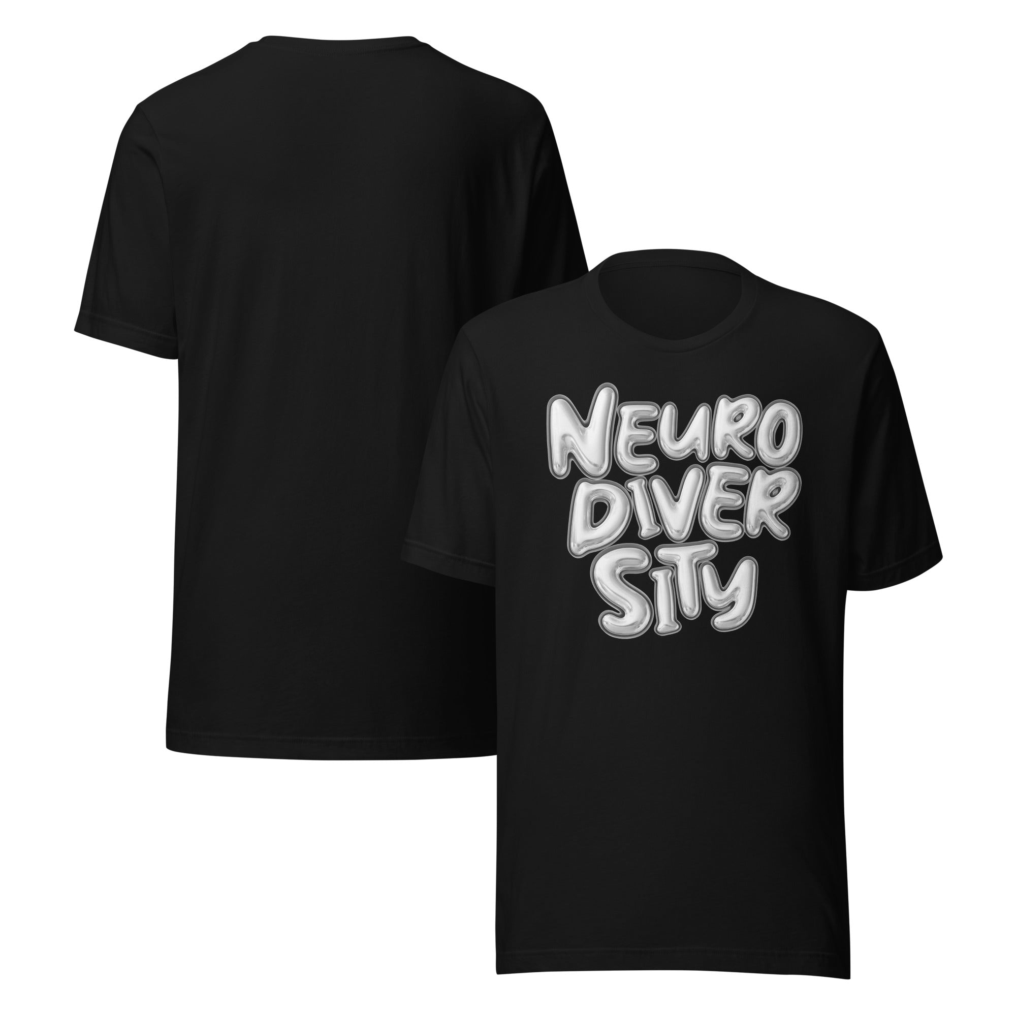 Neurodiversity Pride T-Shirt Chrome Bubble Letters Disability Pride Relaxed Fit T-shirt Relaxed Fit T-Shirt