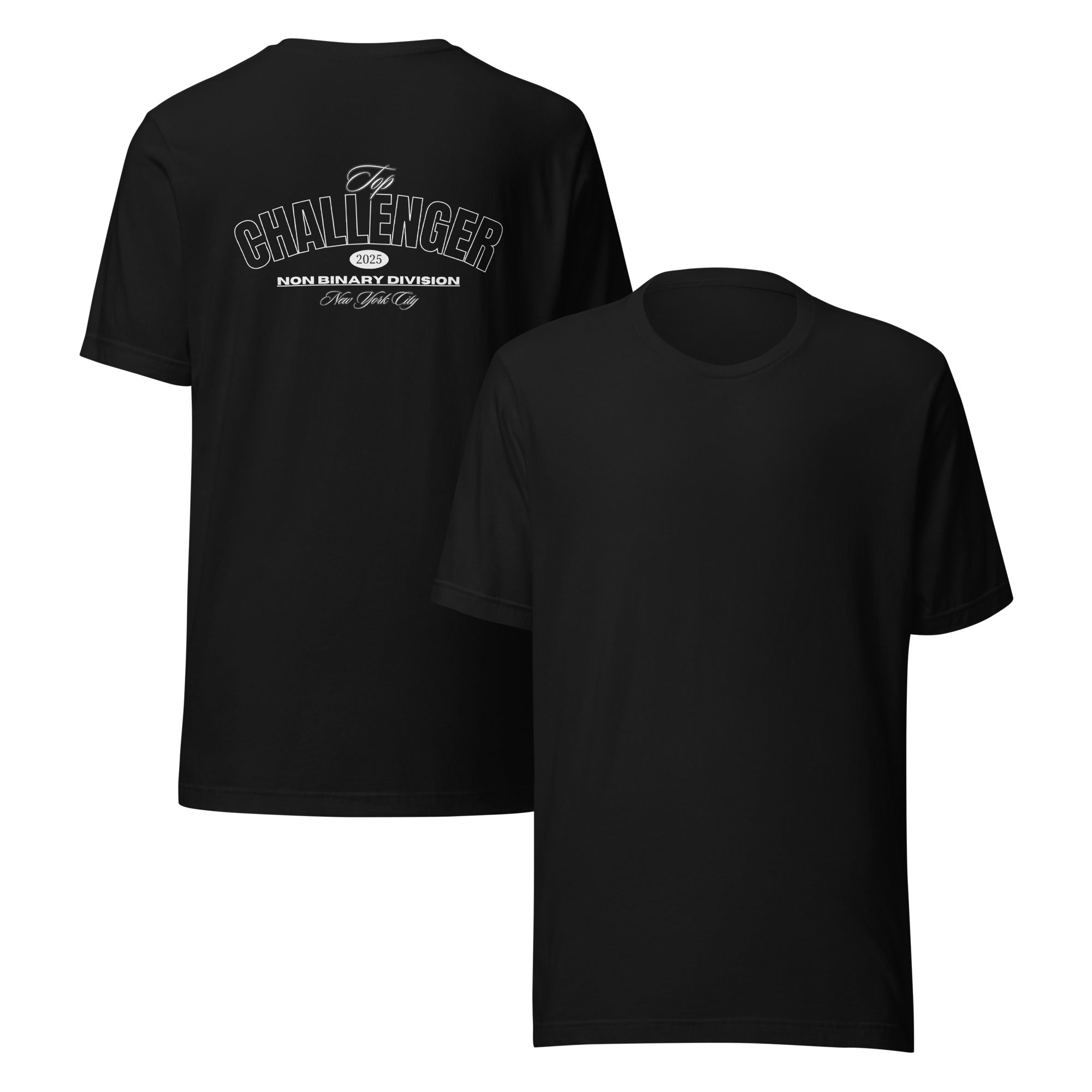 Top Challenger Non Binary Division Enby Pride on back of Black Relaxed Fit T-shirt Relaxed Fit T-Shirt