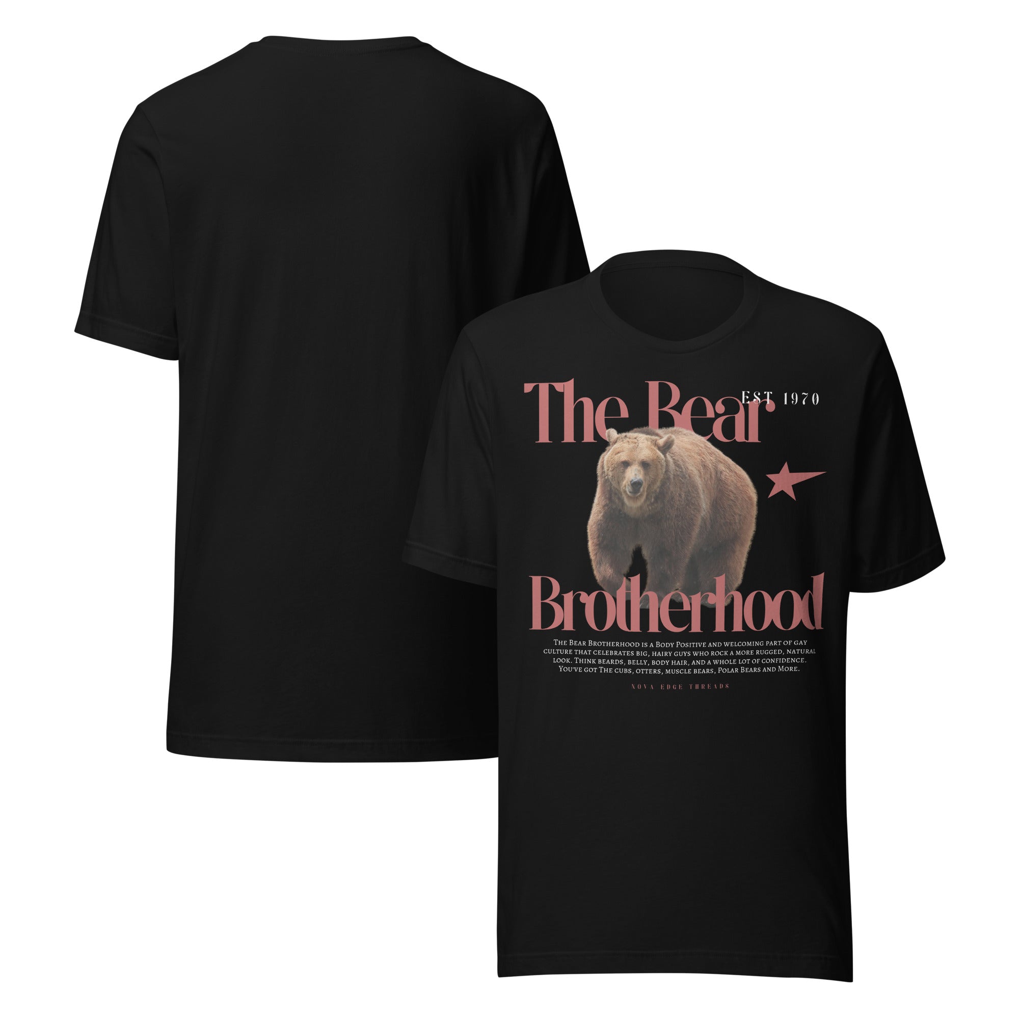 The Bear Brotherhood Gay Pride Tee Black Relaxed Fit T-shirt Relaxed Fit T-Shirt