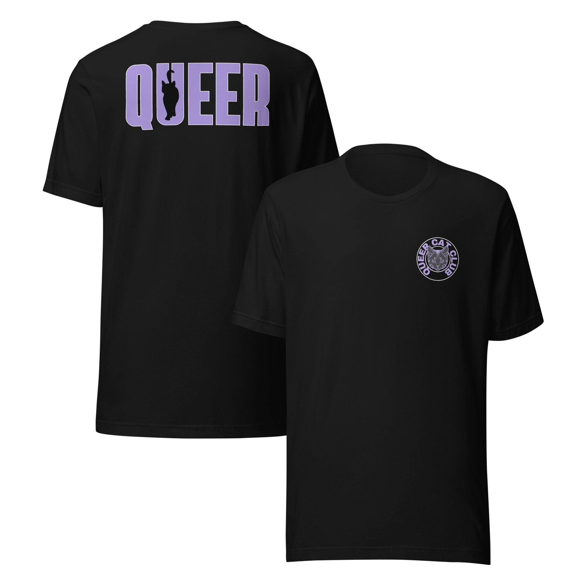 Queer Cat Club Queer Pride Tee Black Relaxed Fit T-shirt Relaxed Fit T-Shirt