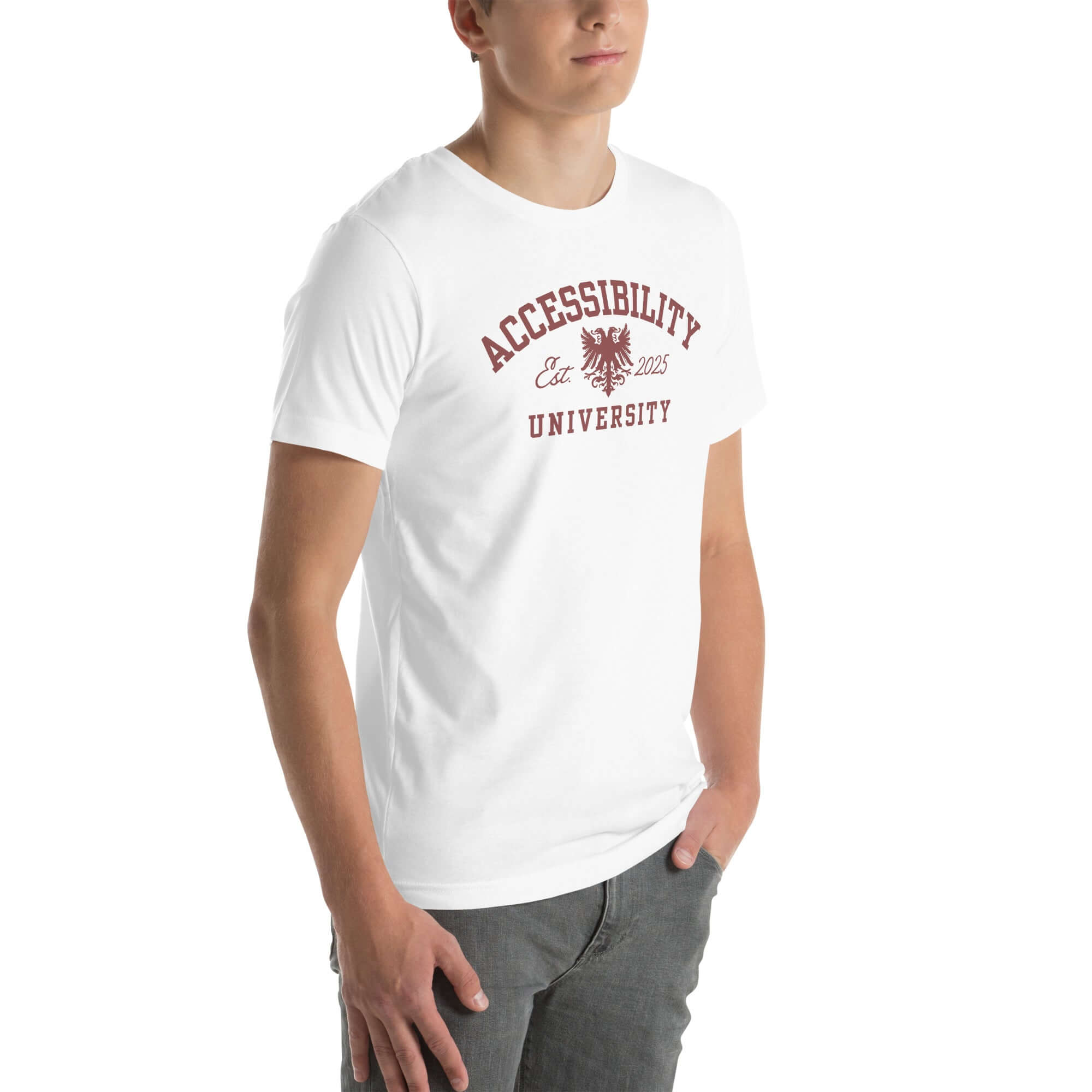 Accessibility University Disability Pride Tee on Black, Grey or White Relaxed fit T-shirt Relaxed Fit T-Shirt